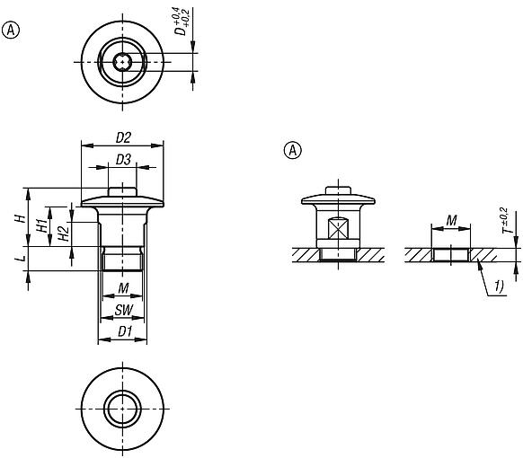 Push button latches, stainless steel with stainless steel head