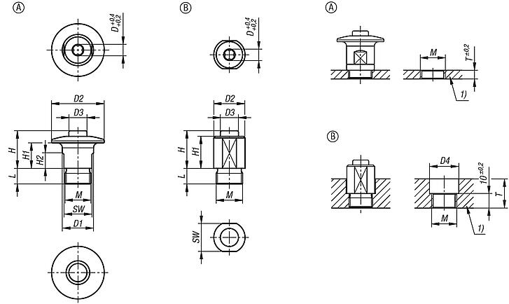 Push button latches, stainless steel 