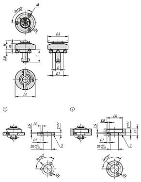 Quarter-turn clamp locks, flat