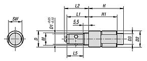 Ball lock pins, steel or stainless steel, without head, with thread