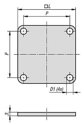 Base plate for sliding clamps for square bars