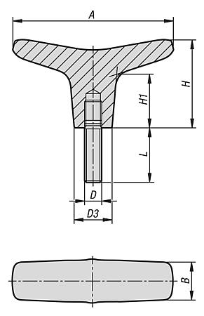 T-grip, stainless steel with external thread for Hygienic USIT® Freudenberg Process Seals sealing and shim washer